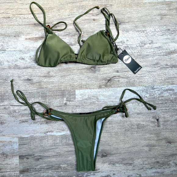 boohoo forest green ring detail micro bikini - Picture 2 of 10